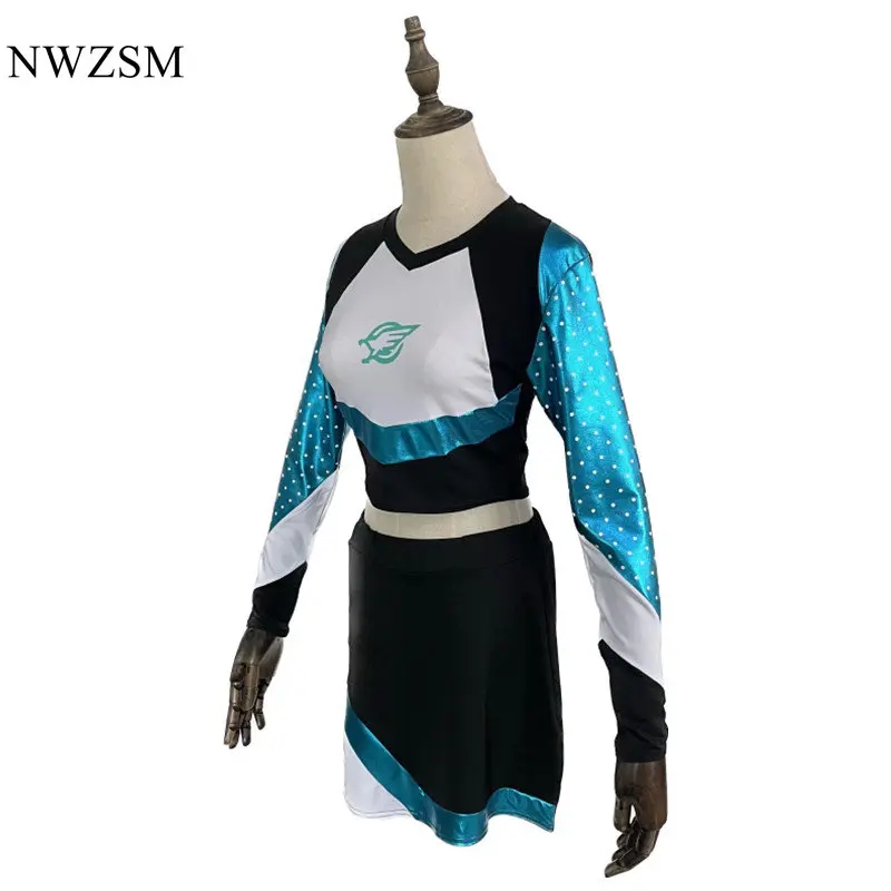 Euphoria Cheerleader Uniform Maddy Outfit Langarm Crop Top mit Mini Rock Set Hohe Schule Frauen Cheerleading Kostüm