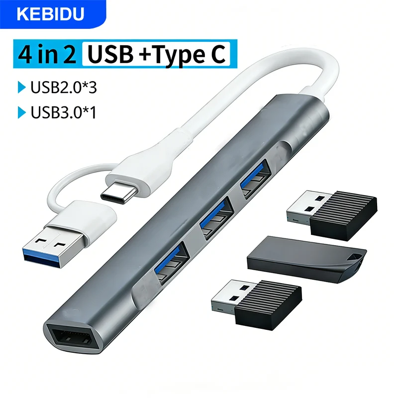 

KEBIDU USB Type-C Audio Adapter OTG USB Hub for Laptop Universal Computer Docking Station Splitter USB 3.0 HUB for MacBook
