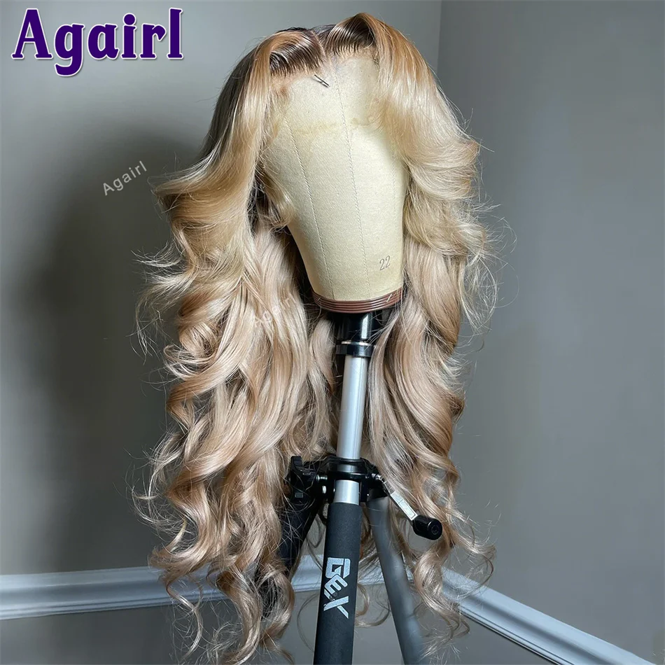 200% Ombre Biondo Cenere 13X6 HD Veletta Frontale Dell'onda Del Corpo Parrucca Dei Capelli Umani Prepizzicati Glueless 6X4 5X5 Parrucca di Chiusura Del Merletto per le Donne Nere