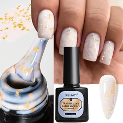 1 Bottle Flower Glitter Nail Gel Polish Nude Pink Gold Foils Effect Semi Permanent UV Gel Varnishes Nails Art Manicure Gel GY95