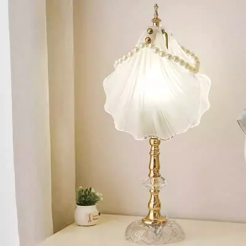 Sun Moon Bay Modern Light Luxury Crystal Bedroom Bedhead Desk Lamp French Cream Style Premium Night Light