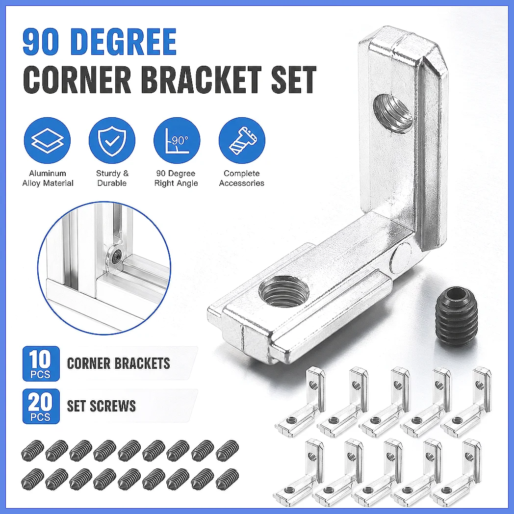 Joint Connector Bracket - 10/20Pc 6mm T Slot L Type