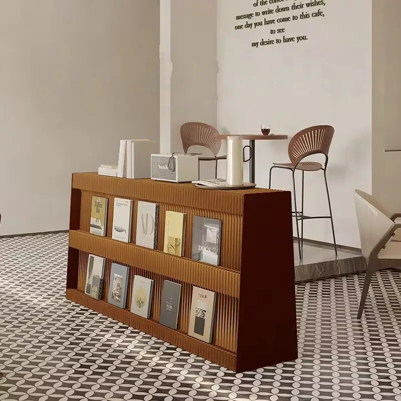 90cm 2 Layers Paper Folding Office Book shelves Multifunctional Shop Storage Organizer Moveable Exhibition Layout Display Rack