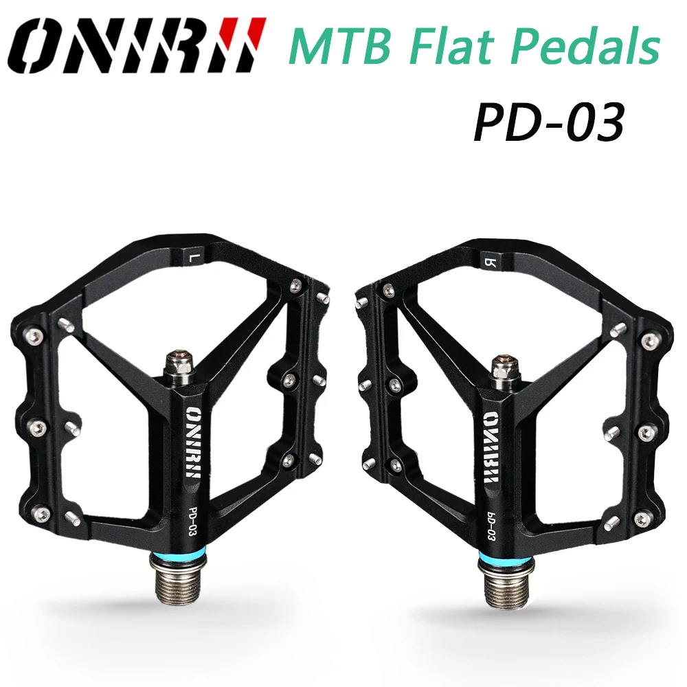 ONIRII-MTB Bicycle Pedals with Anti-slip Nails, Aluminum Bearing, Ultralight, Waterproof, Flat Pedal for Mountain and Road Bike