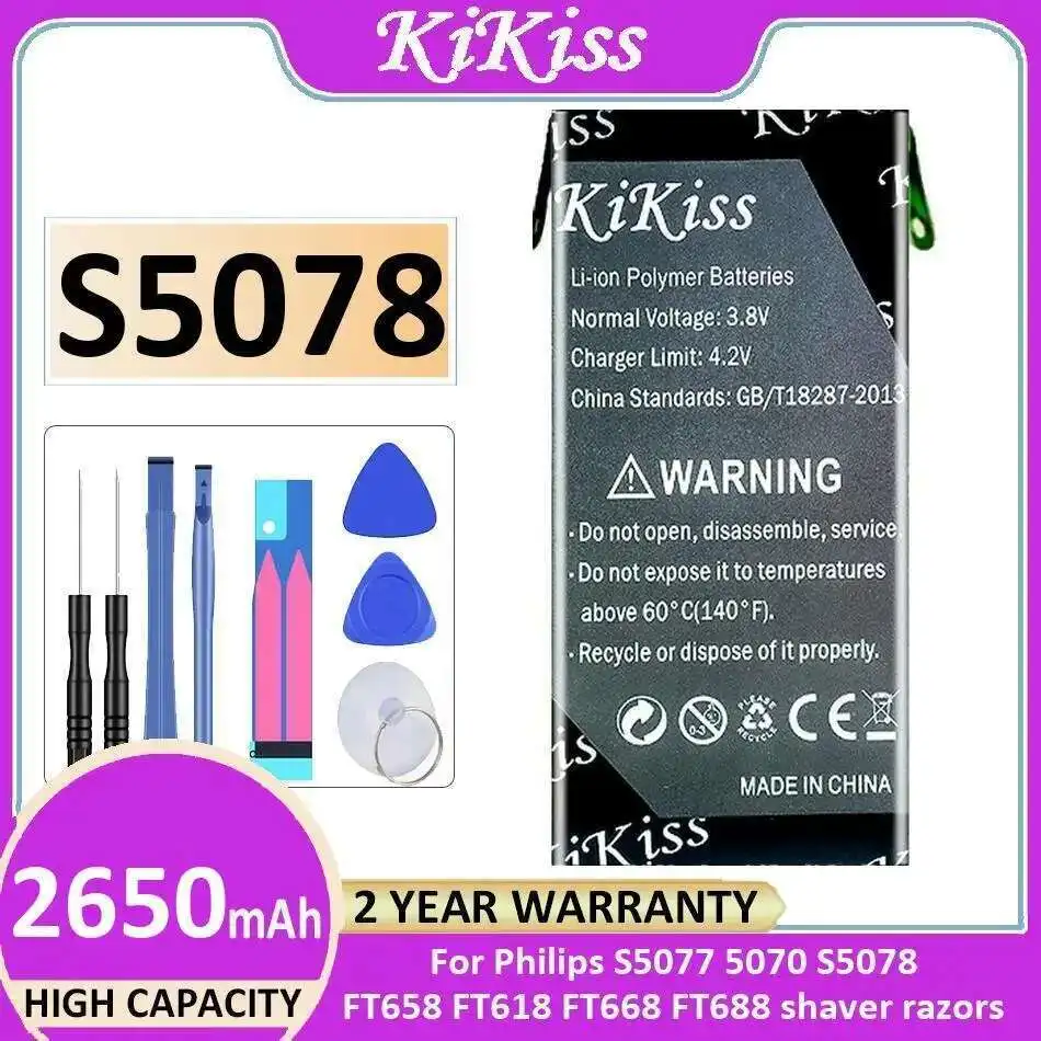 

Стабильный аккумулятор 2650 мАч для Philips S5077 5070 S5078 FT658 FT618 FT668 FT688 S5080 S5081 S5090 S5095 YS534 YS536 Бритвы