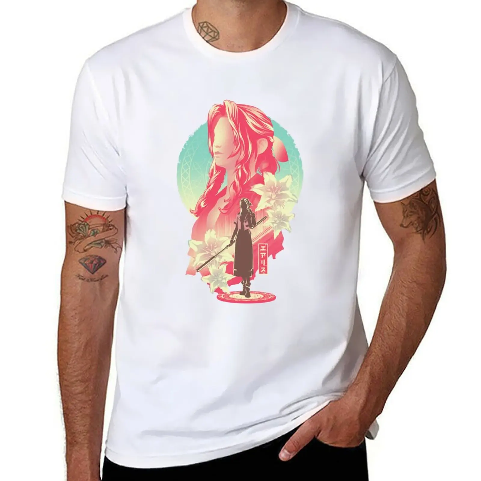 

The Flower Girl Aerith v3 T-Shirt t shirts for man graphic vintage cotton tshirt 100% T-Shirt