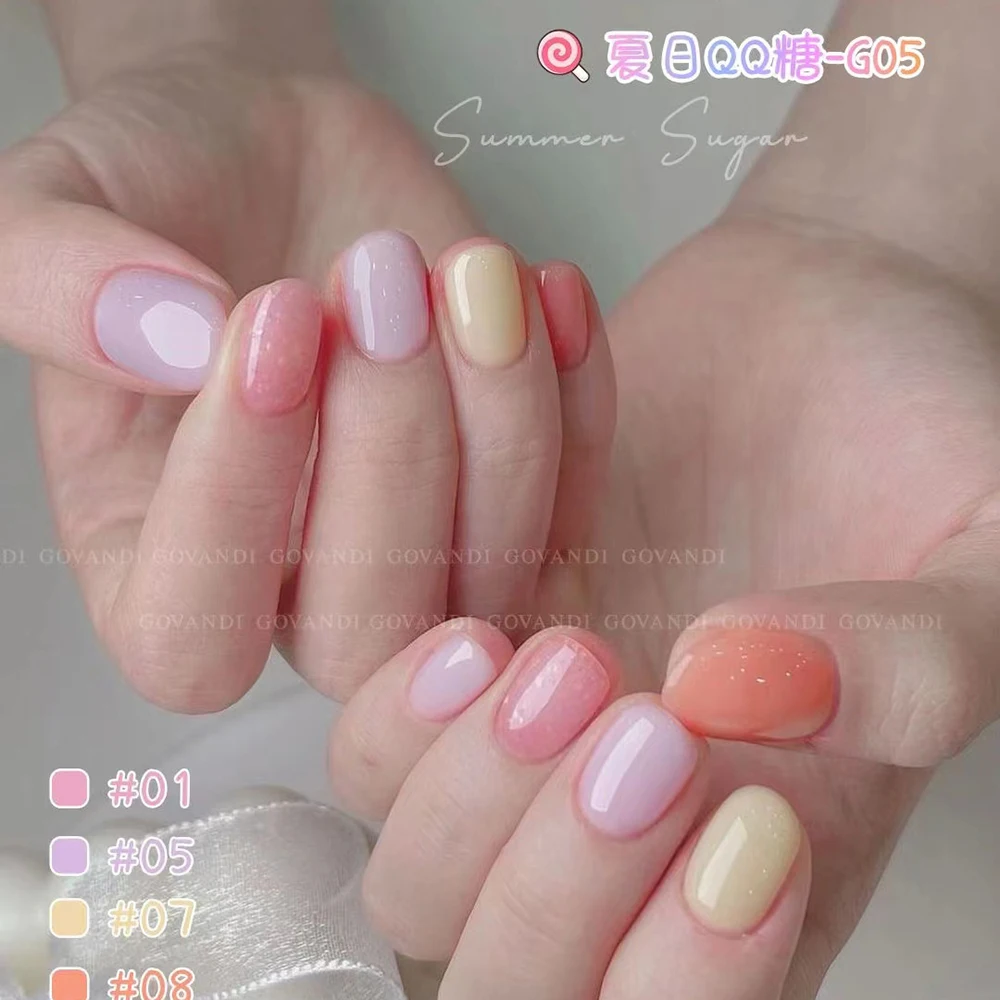 Candy Unha Polish Gel Set, Soak Off, Macaron Cor, UV vernizes LED, Nail Art Kit, Ice Cream, Primavera, Verão, 8pcs, 15ml