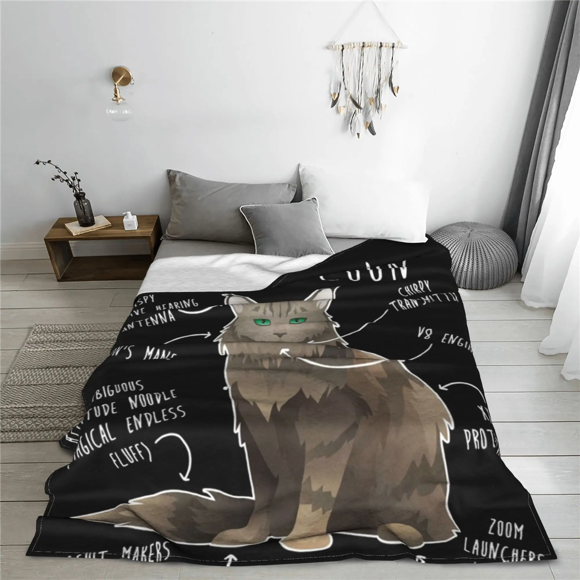 Maine Coon Cat Anatomy 7 Blankets Super Soft Flannel Sofa Throw Blanket for Home Bedroom Office Throws Bedspread Quilt