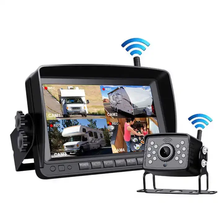 Wireless Car Mo nitor 7 Inch Screen Reversing Cam era and Night Vision for Auto Truck RV and Bus Parking Assistance and Safety