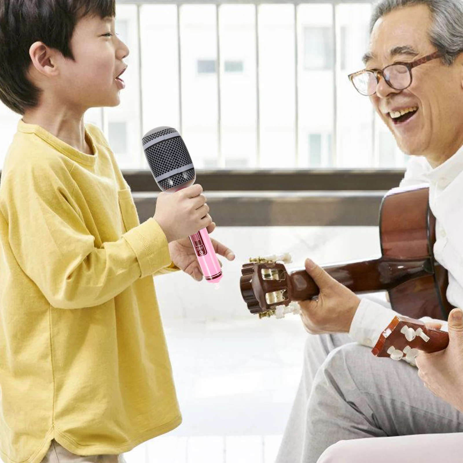 

8 Pcs Inflatable Microphone for Kids Musical Instrument Class Plastic Fake Mic Colorful Toy Balloon Props Safe Family Fun