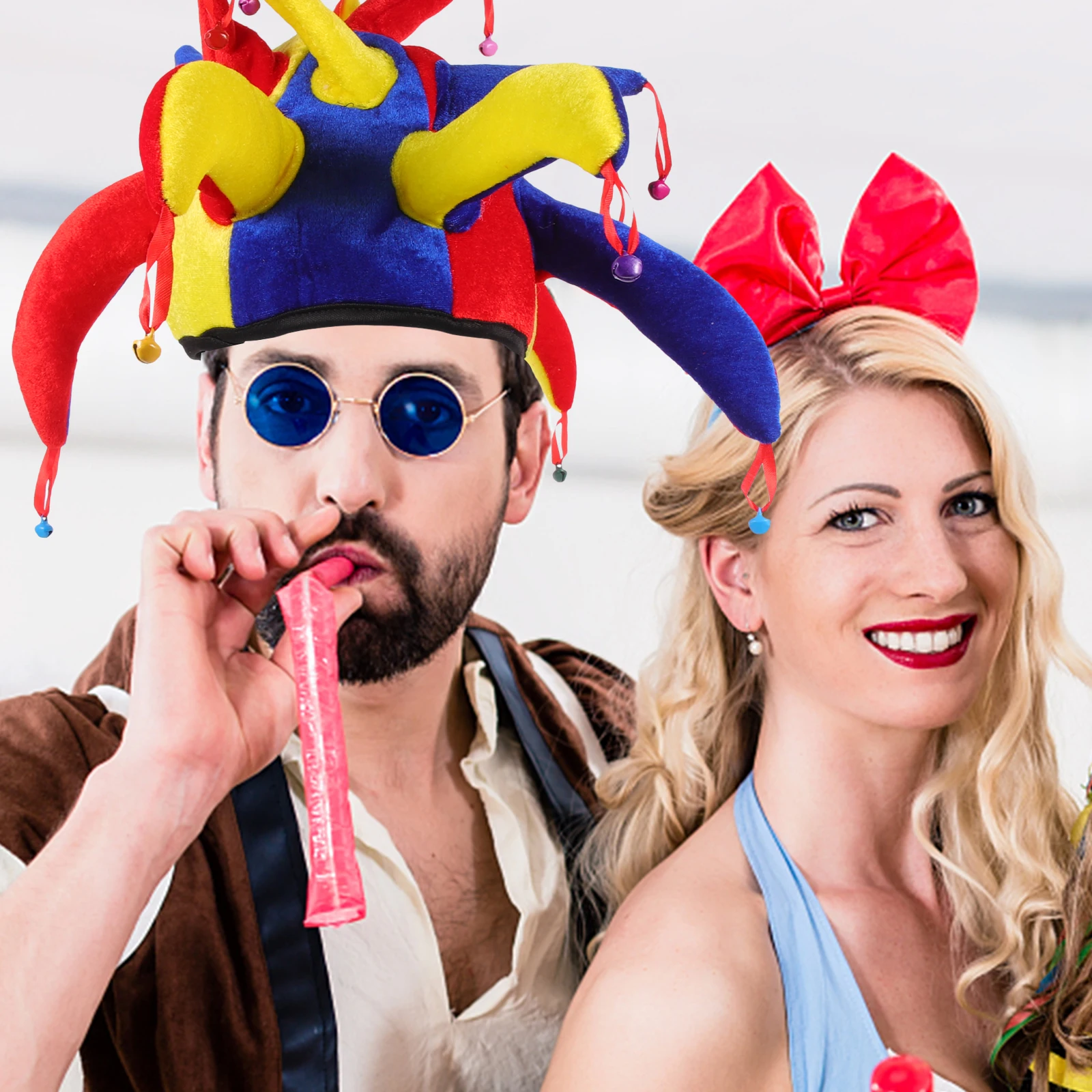 

Clown Hat Tie Party Stage Performance Hats Headwear Masquerade Costume Prop Unisex Clown Hat Bow Tie Breathable Lightweight