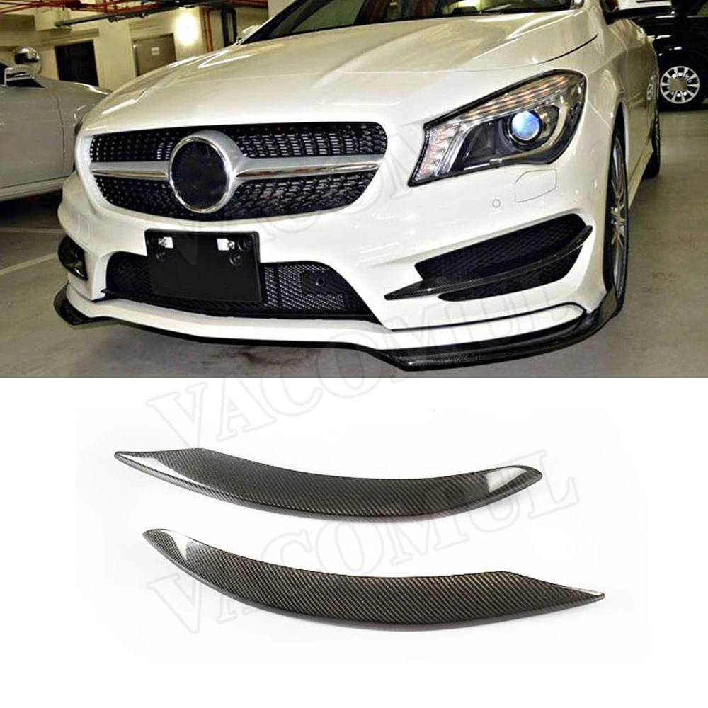 VACOMUL Carbon Fiber Front Fog Lamp Air Vent Middle Trim  Covers Canards For Mercedes Benz CLA Class W117 CLA250 Sport 2014-16