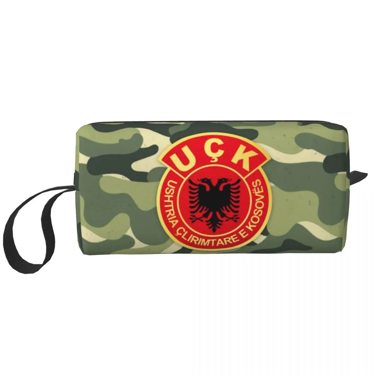 Old Albania Flag UCk Makeup Bag Women Travel Cosmetic Organizer Fashion Kosovo Liberation Army Storage Toiletry Bags