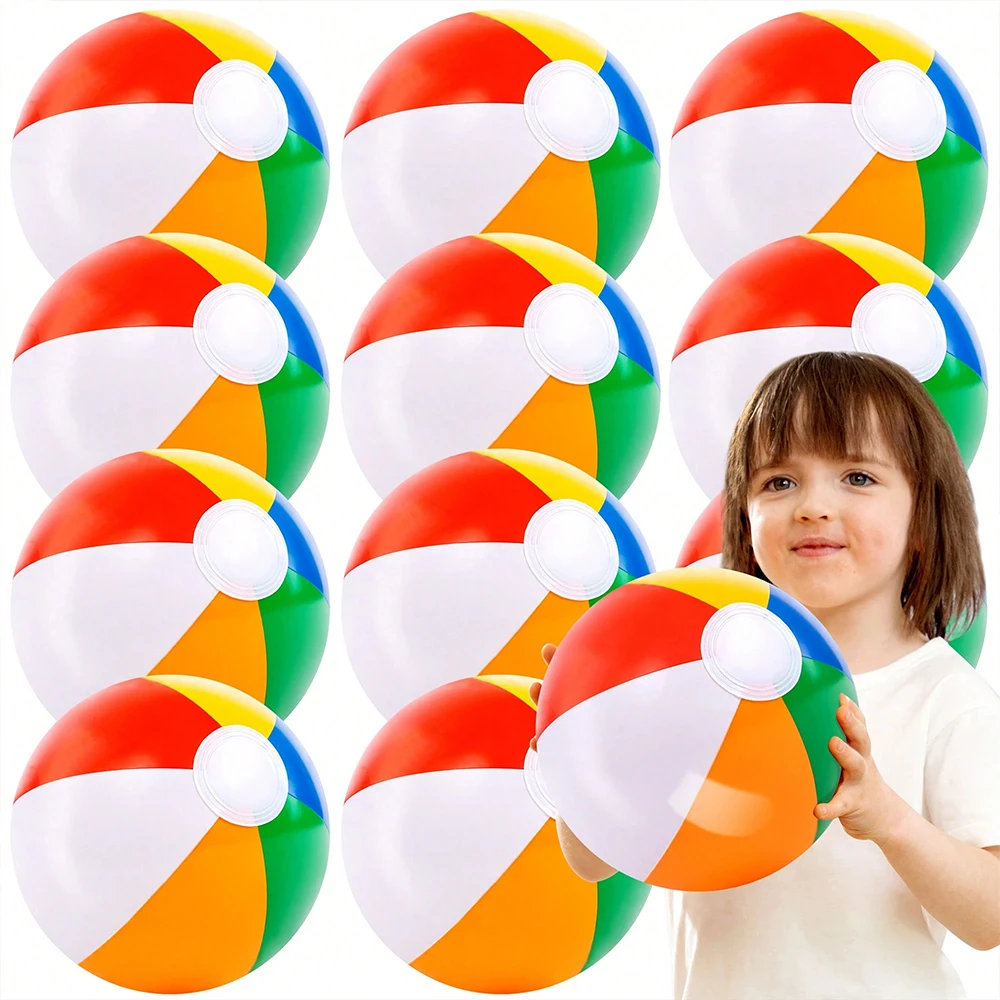 1pc/3pcs/5pcs/10pcs/set，Rainbow Beach Ball, 12 Inch Inflatable Pool Toy, Suitable For Summer Water Games Birthday Party Supplies