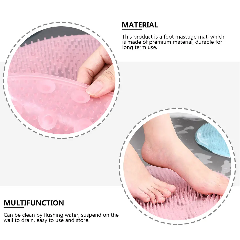 

2pcs Non-Slip Acupressure Foot Massage Pads Shower Bath Tool Elastic Scrubber Mat Foot Care Suction Bath Mat Sole Cleaner