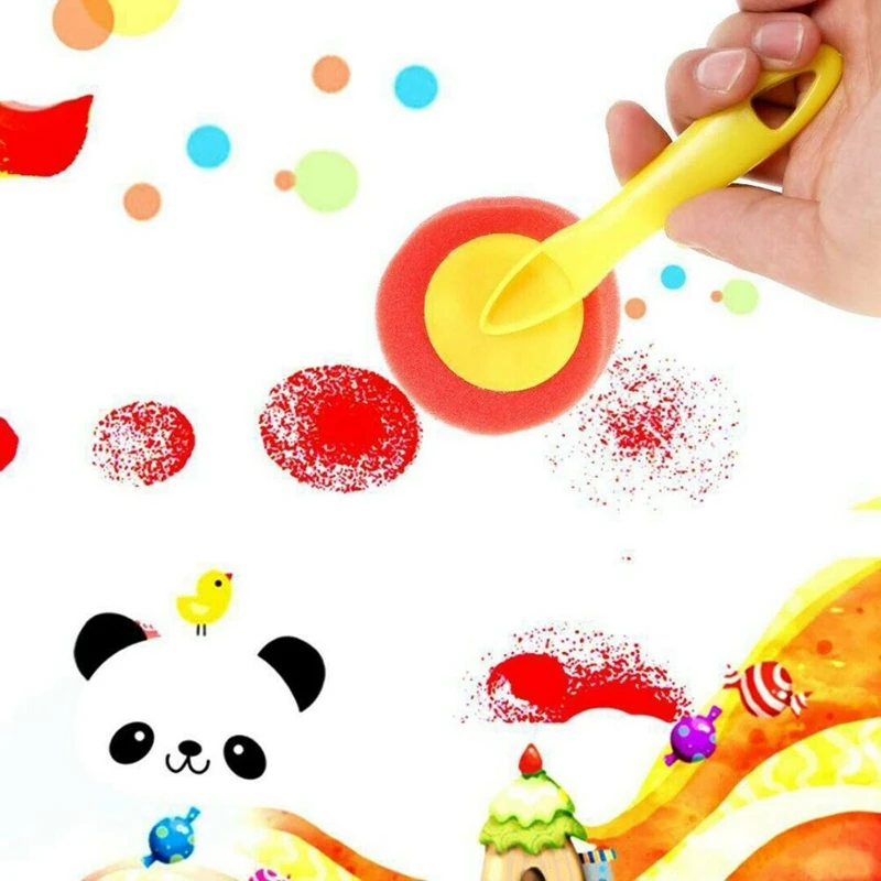 47 Pcs Children Sponge Painting Brushes Set Paint Apron Toys Crafts Kits Toddler Painting Tools