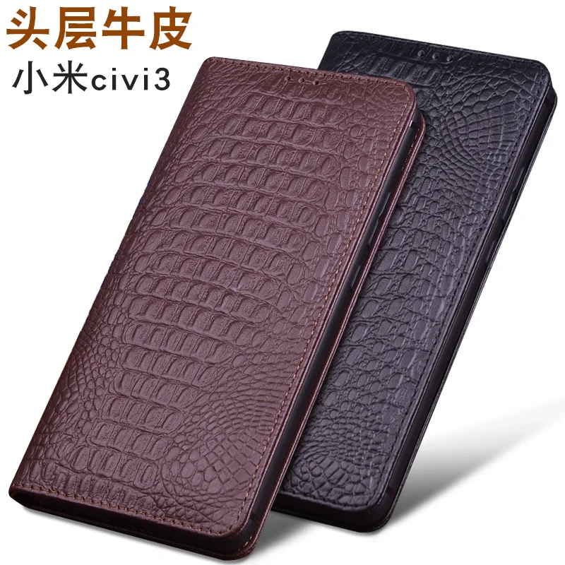 

Wobiloo Luxury Genuine Leather Wallet Cover Business Phone Cases For Xiaomi Mi Civi 3 Civi3 Cover Credit Card Money Slot Case
