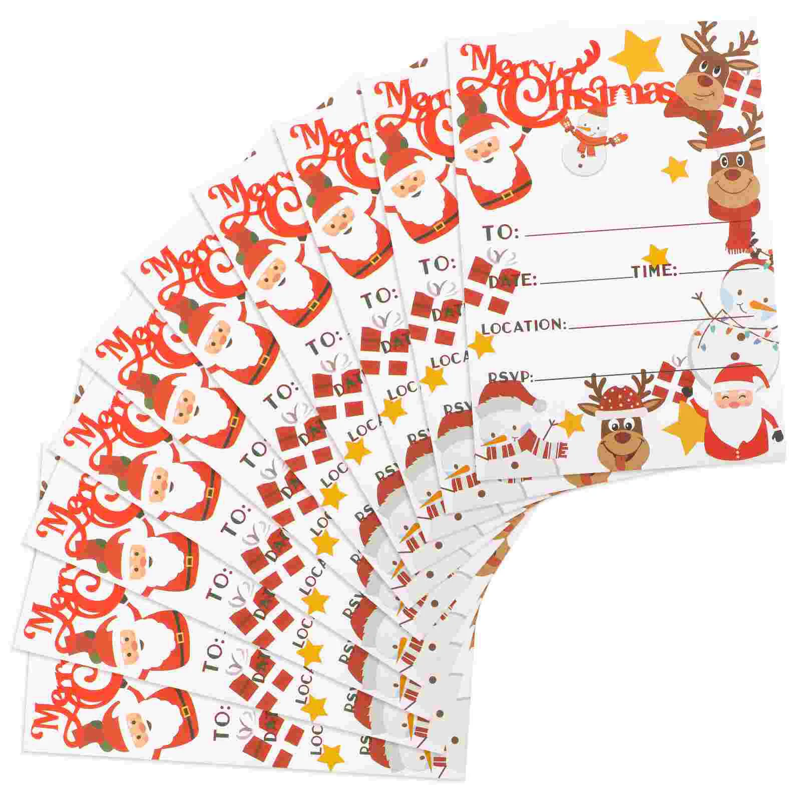 

10 Pcs Christmas Party Cartoon Children's Holiday Invitation Card Greeting Small Cards Paper