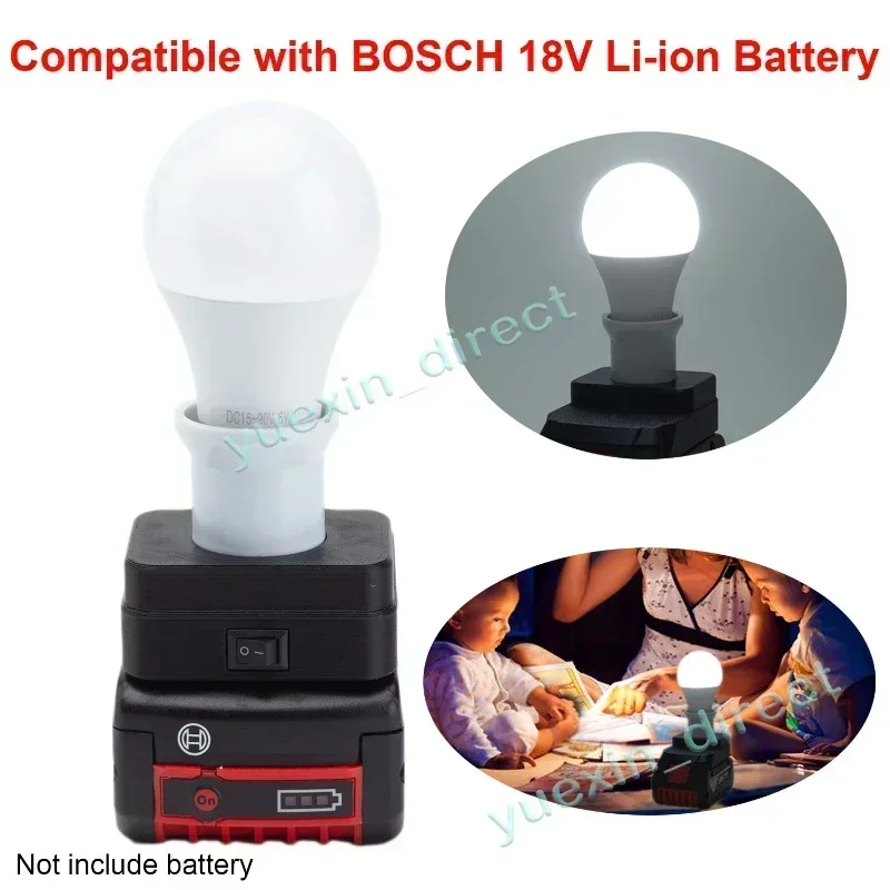 BOSCH 18V 배터리 휴대용 워크숍 LED 작업등, 휴대용 E27 전구 전원, 무선 비상 램프 랜턴, 배터리 없음