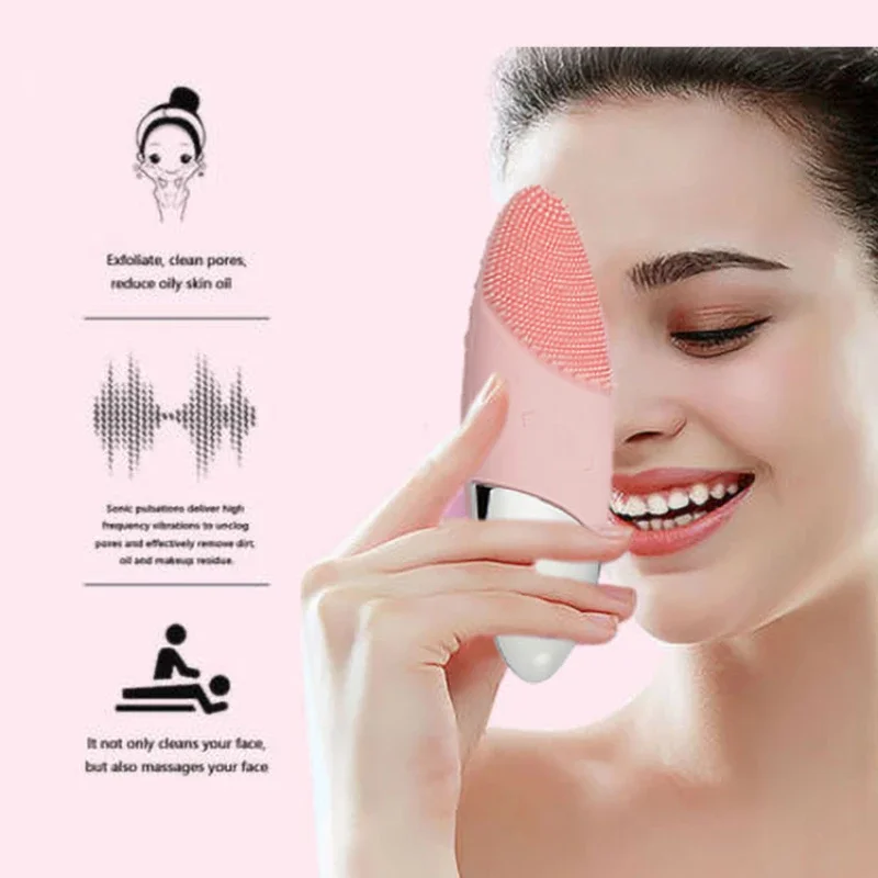Free Shipping Facial Cleansing Instrument Facial Cleaner Makeup Remover Pore Deep Cleaner Facial Electric Silicone Beauty