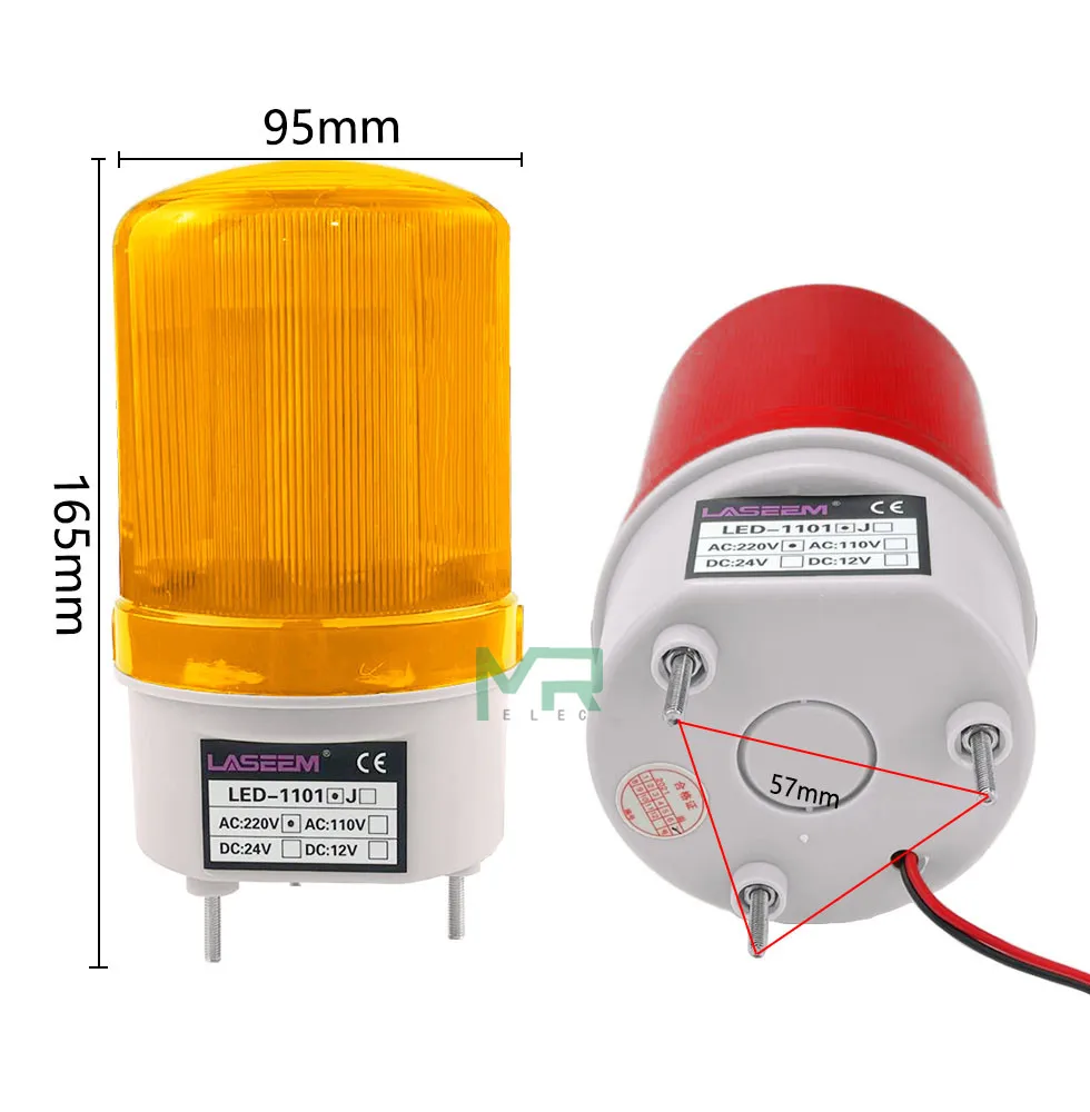 LED-1101 With voice Rotating rotary LED strobe Alarm Lamp light siren yellow blue red green LED warning light  12V 24V 110V 220V