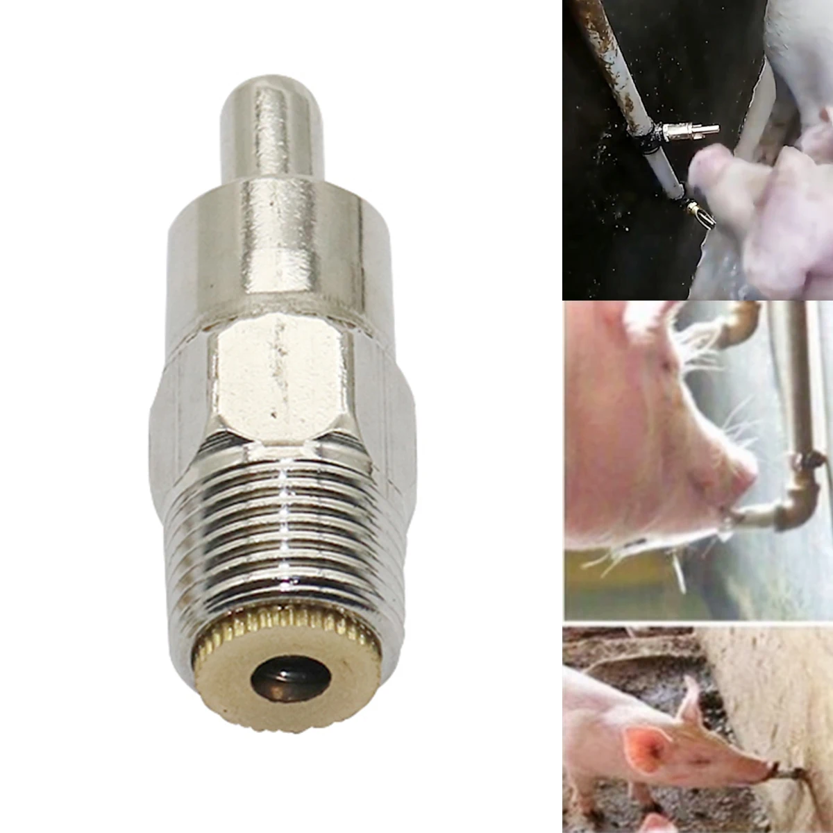 1Pc 360° Automatic Pig Water Dispenser Stainless Steel Nippl