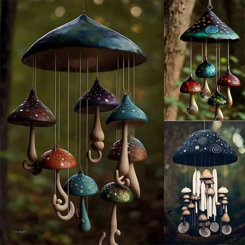 

Mushroom Campanula Handmade Art, Resin Mushroom Wind Chime, Colorful Mushrooms For Outdoor Indoor Decor Patio Balcony Garden