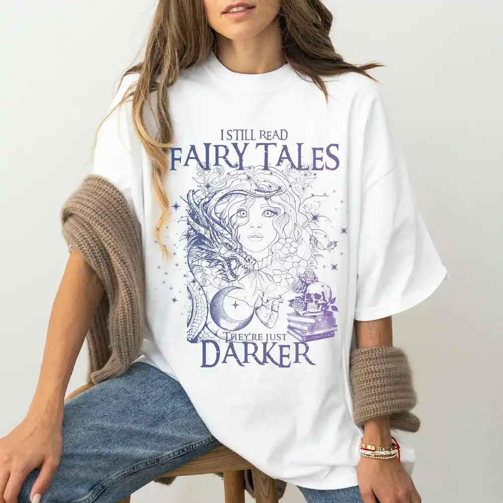 Fairy Tales Bookish Tee Booktrovert Merch Shirt Retro Magic Tee Romantasy Reader Book Lover Y2K Top Daily Trendy Streetwear