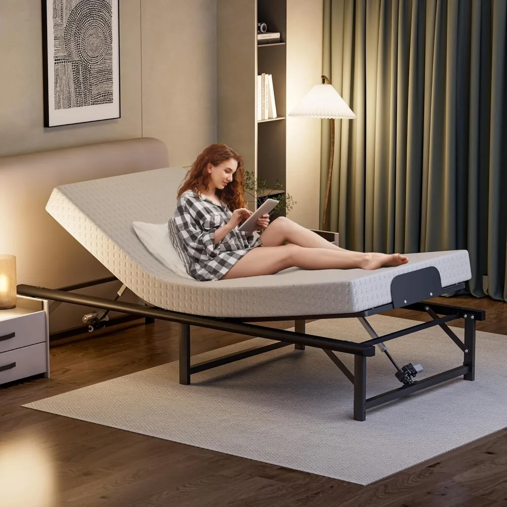 Bed Frame Twin XL Electric Bed Base with Head and Foot Incline Low-Noise Motor and Remote Control