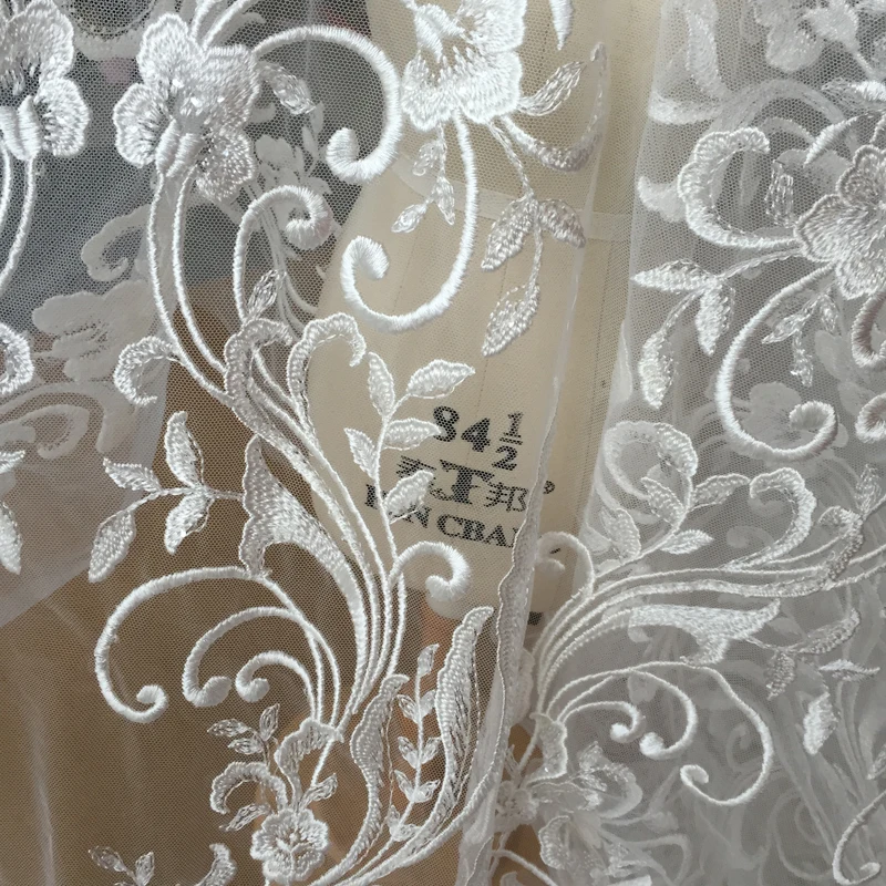 قماش دانتيل شبكي مطرز عالي الجودة، فستان زفاف، إكسسوارات تزيين عصرية مصنوعة يدويًا #2