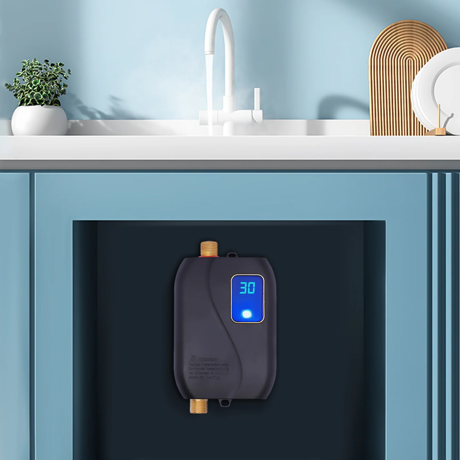 3.000W 68-122 ° F Mini Aquecedor de Água Instantâneo Ajustável 110V US Plug 3-5 Segundos Aquecimento Rápido Sob Pia para Cozinha Banheiro