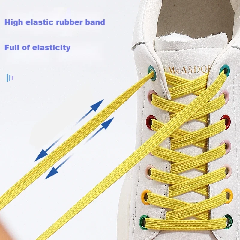 Elastic Shoelaces Round Metal Lock No Tie Shoe Laces for Sneakers Man and Woman Lazy Shoes Lace Flat Rubber Band 24 Colors