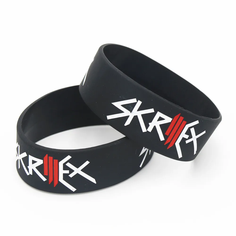 1PC Singer SKRILLEX Silicone Bracelet Debossed Filled in Colour Wide Black Music Fans Rubber Wristband Gifts SH132