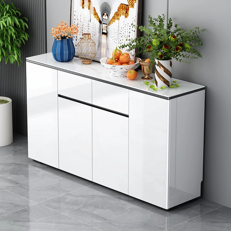 

Modern farmhouse wooden restaurant buffet locker with doors and drawers for tableware organization and family bar