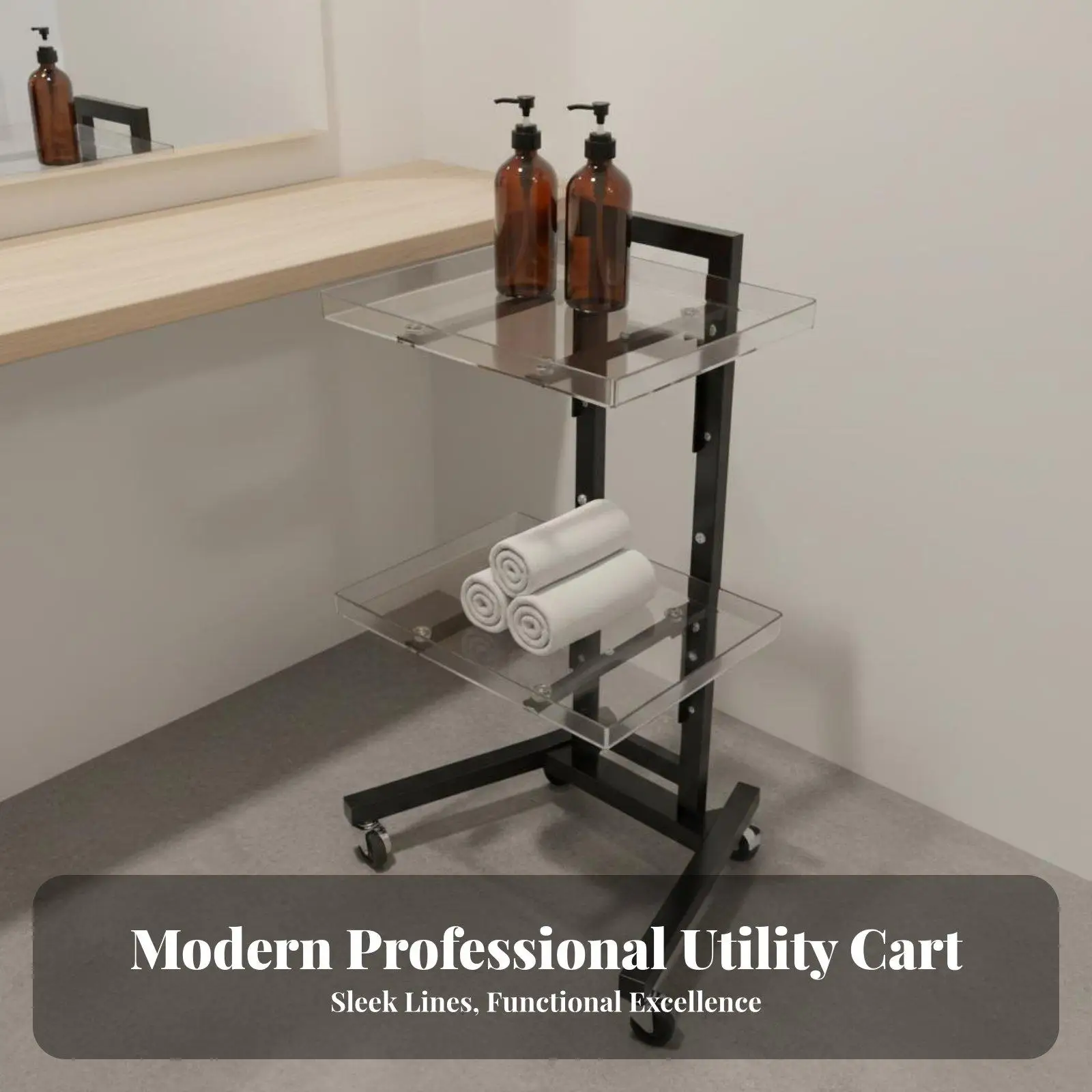 Foldable Steel Utility Cart Space Saving Trolley with Wheels for Beauty Salon Hairdresser Tools Storage