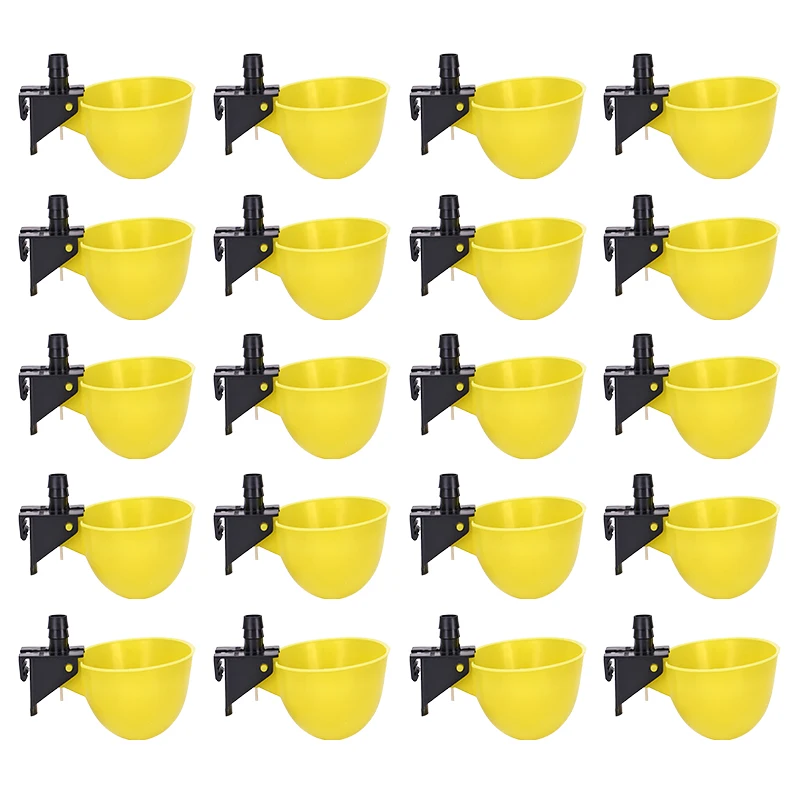10/20 Pcs Automatic Drinker Chicken Water Cups Drinking Bowls Quail Waterer Yellow Cups Farm Coop Poultry Waterer Fountain
