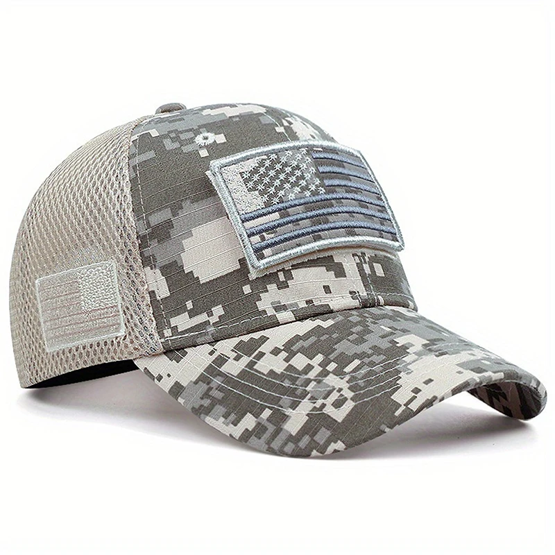 2025 Fashion New Baseball Hat Embroidered US Flag Mesh Hat Street Hip Hop Hat Outdoor Daily Leisure Sunshade Hat Flat Edge Hat