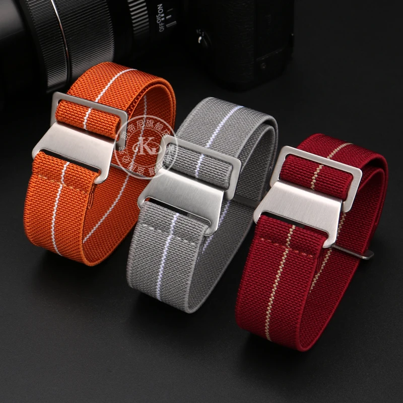 60's French Troops Parachute Elastic Nylon WatchBand Man's Universal SmartWatch Wrist Strap 20mm 22mm for Tudor Rolex
