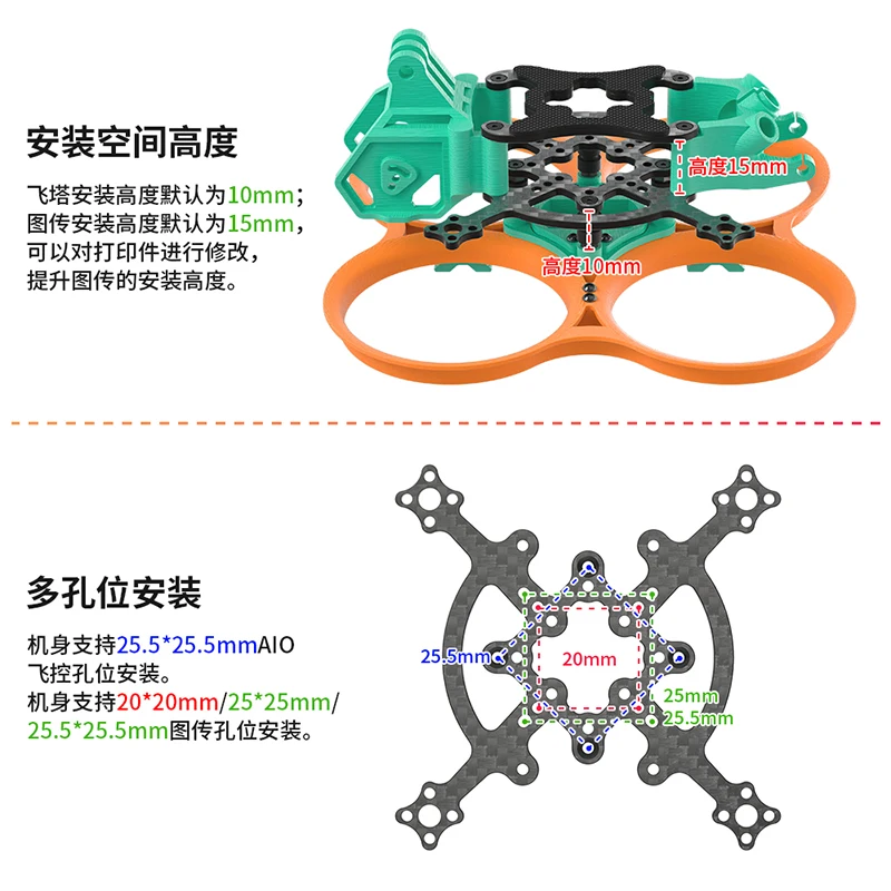 EVA2 2 Inch Whoop Carbon Fiber FPV Drone Frame Kit, 89mm Wheelbase,Ultra-Light 61g,DJI O3/O4/O4Pro/Vista Compatible