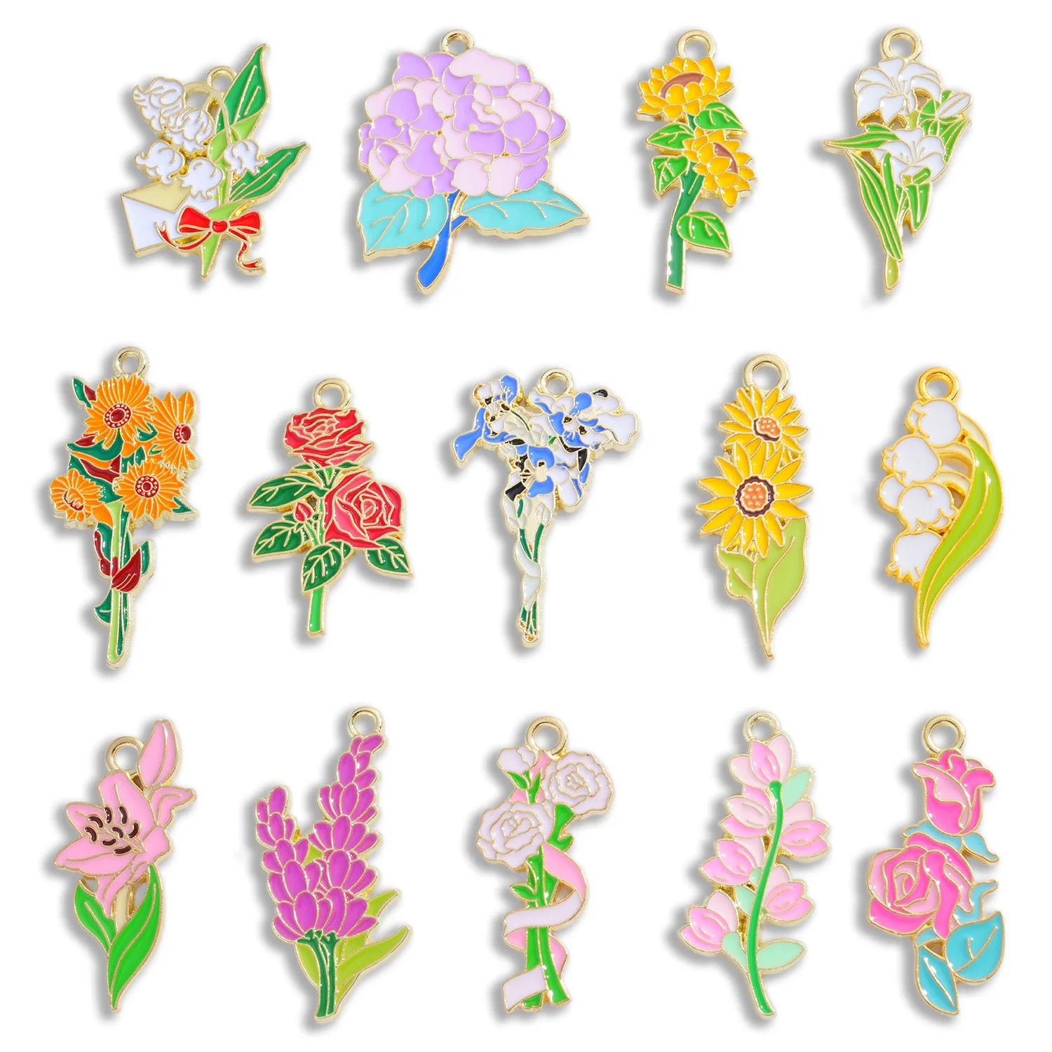 New Festival Flower Series Enamel Drop Memorial Pendant DIY Alloy Jewelry Accessory Hot Selling Crossborder Necklace Pendant