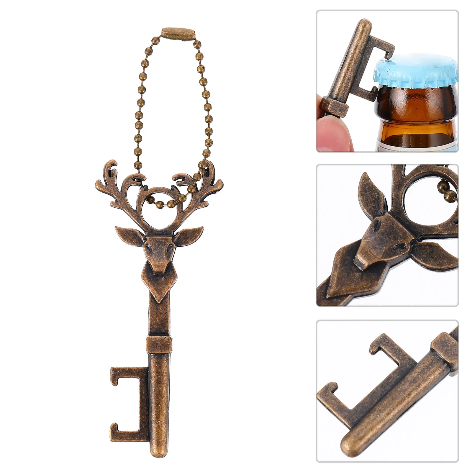 4Pcs Christmas Deer Bottle Opener Zinc Alloy Heavy Duty Beer Opener Creative Party Decoration Keyring Bag Charm Gift Set