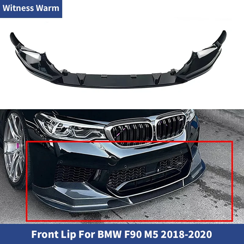 

For BMW F90 M5 2018-2020 ABS Black Front Bumper Lip Car Decorate Spoiler Splitter Diffuser Car Guard