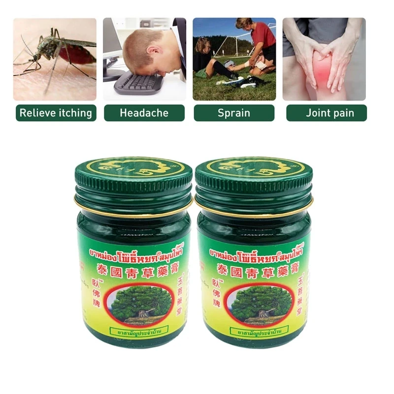 50G ZB Thailand Grass Cream For Cold Headache Dizziness Mosquito Repellent Green Grass Cream Green Cooling Oil Medical Plaster