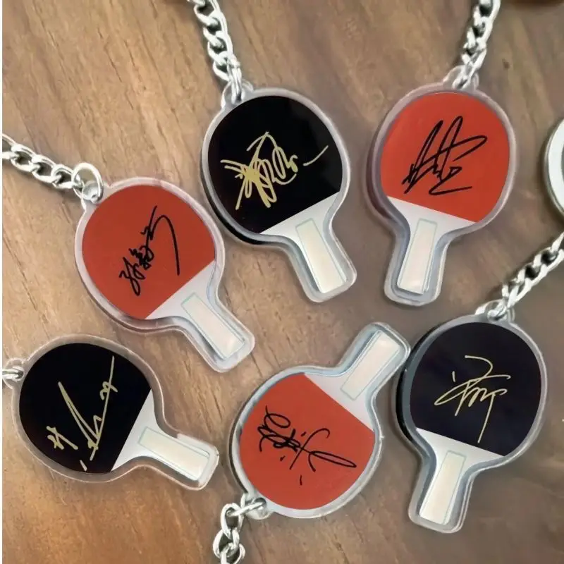 Acrylic Table Tennis Racket Pendants Souvenir Sports Fans Key Ring Ping Pong Ball Keychain Chinese table tennis Souvenir support
