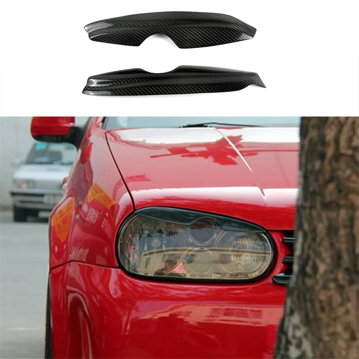 Carbon Fiber Car Headlight Lamp Eyebrow Sticker for VW Golf 4 MK4 IV 1999-2004 Front Headlight Trim