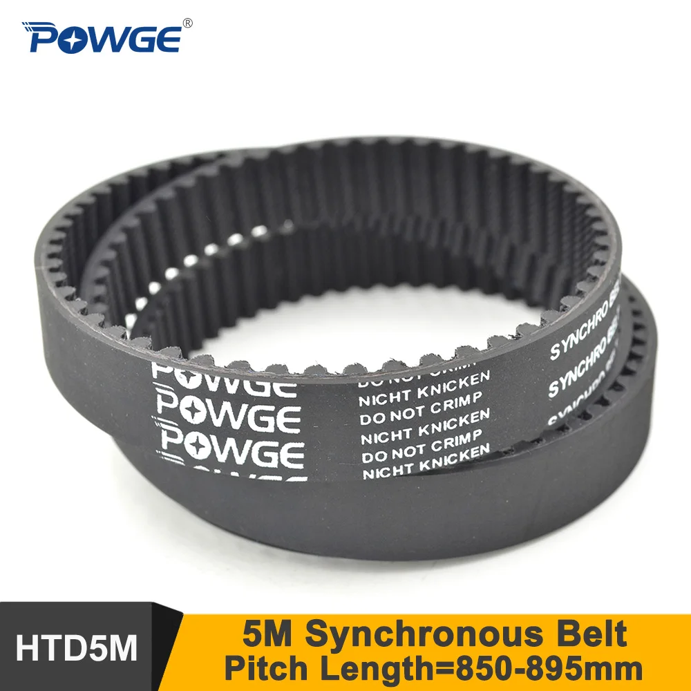 

POWGE Pitch Length 850 855 860 865 870 875 880 885 890 5M Synchronous Belt W=10/15/20mm HTD5M Rubber Closed-Loop Timing Belt