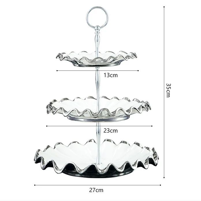 Imagem -05 - Qualidade Porcelana Tiers Fruit Plate Cerâmica Decorativa Bolo Stand Dish Talheres de Casamento para Festival e Reunião Familiar