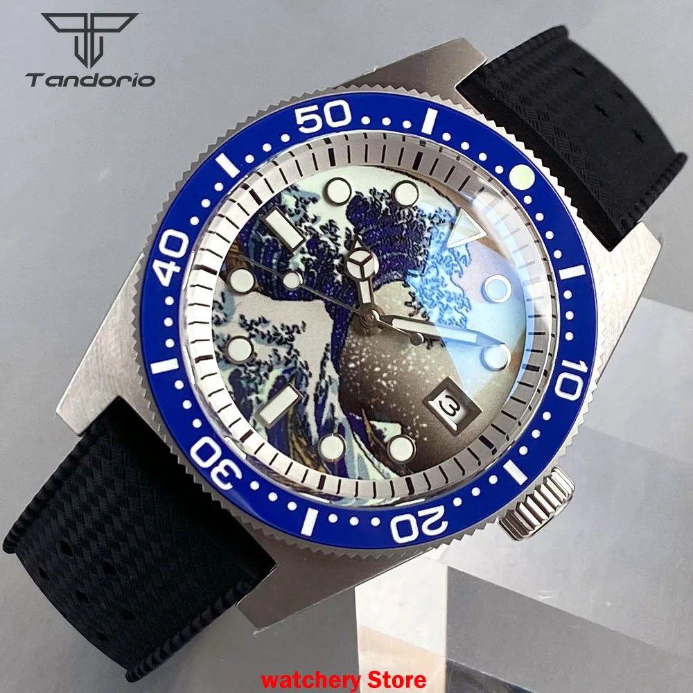 41mm 62MAS Automatic Watch Man NH35A Movement Kanagawa Surfing Dial 20ATM Sapphire Glass White Chapter Ring Rubber Strap