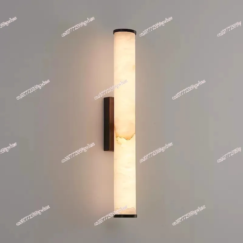 

Modern villa living room background wall indoor bedroom bedside all copper marble chandelier