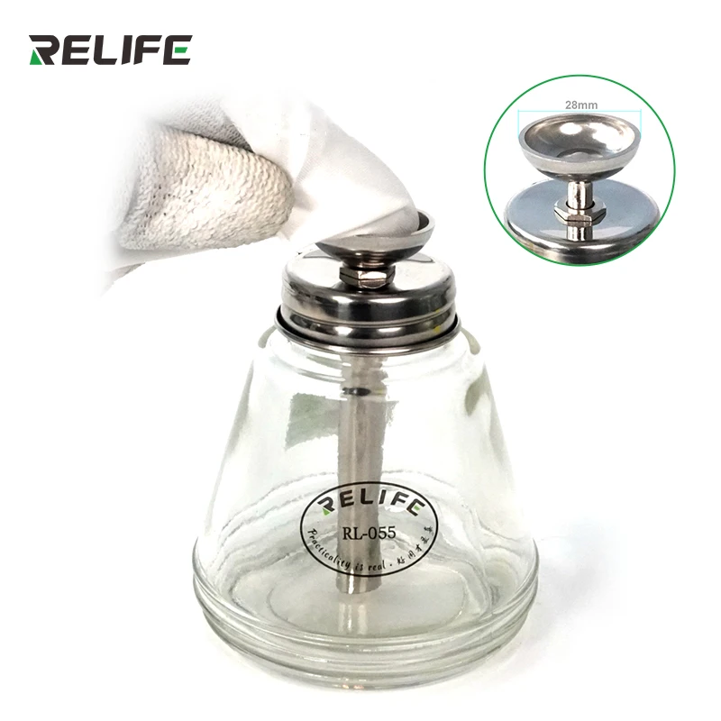 RELIFE Press Type Glass Alcohol Empty Bottle with Copper Core Anti-corrosion and Anti-Static Solution Dispenser Cleaning Bottle